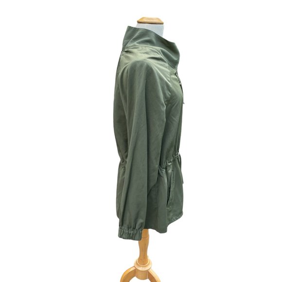 Elizabeth and James Utility Olive Green Cinch Waist Collar Windbreaker Jacket-M - Picture 8 of 14